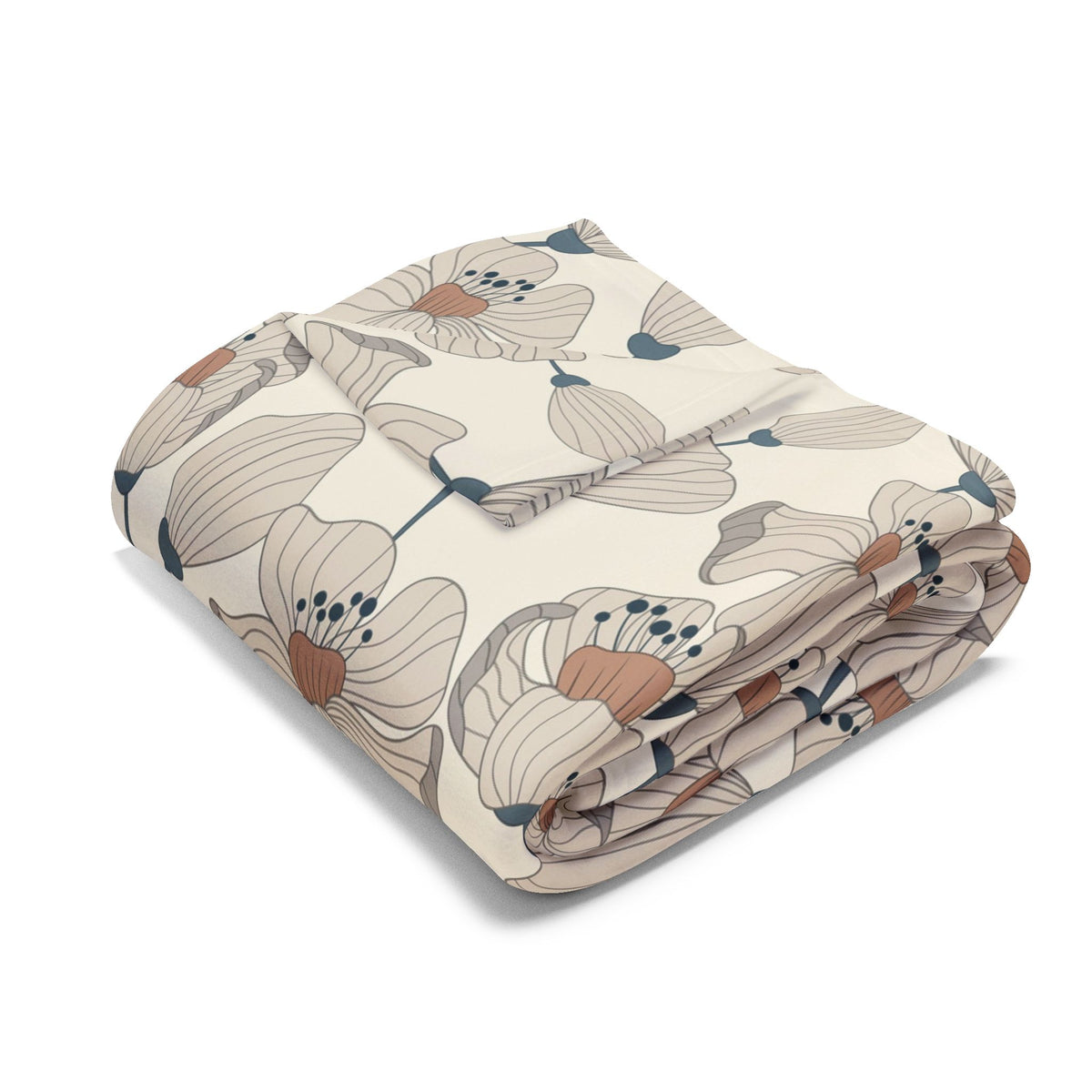 Taupe poppy outdoor fleece blanket — 315 gsm polyester fleece, soft on both sides