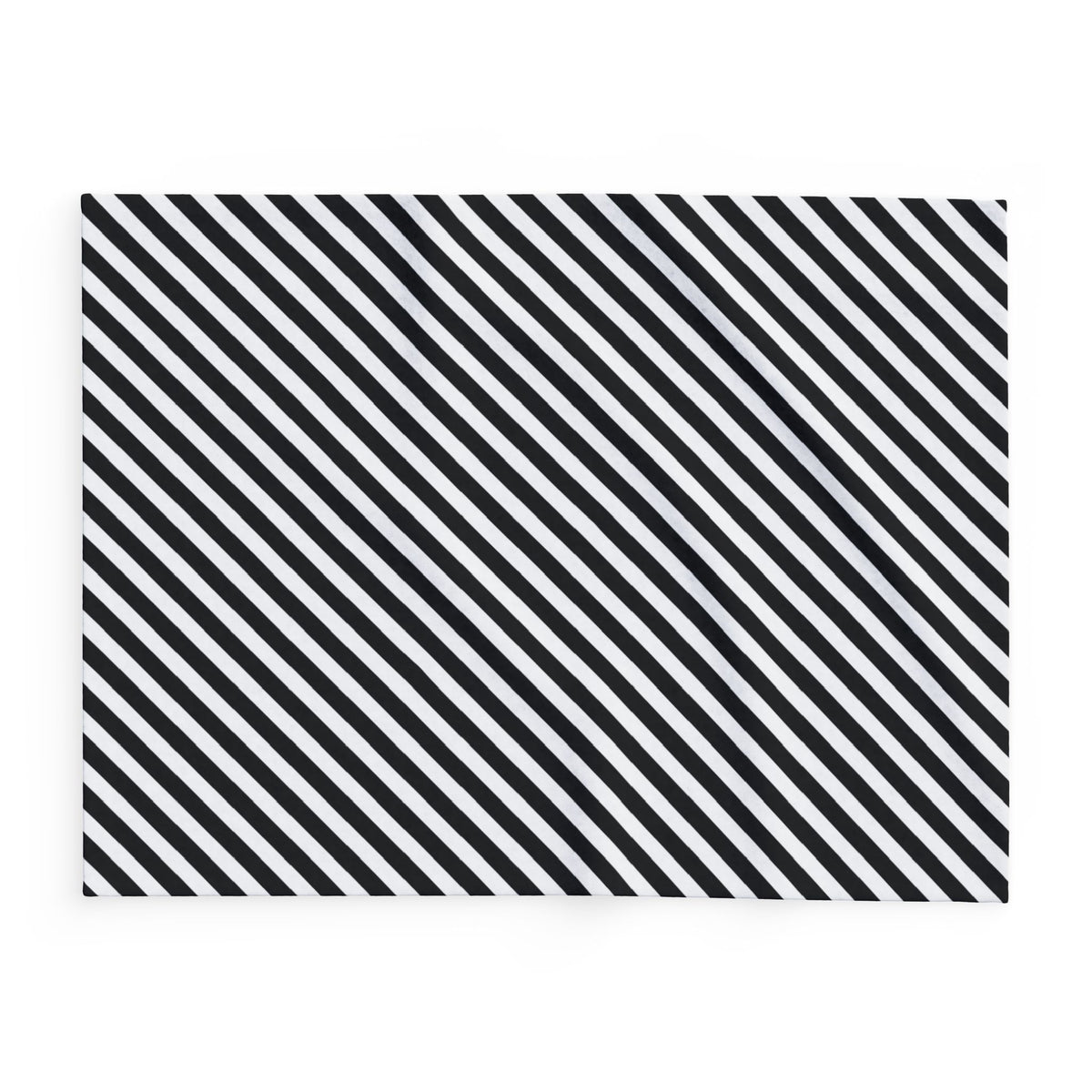 Black and white striped outdoor fleece blanket — 315 gsm polyester fleece, soft on both sides
