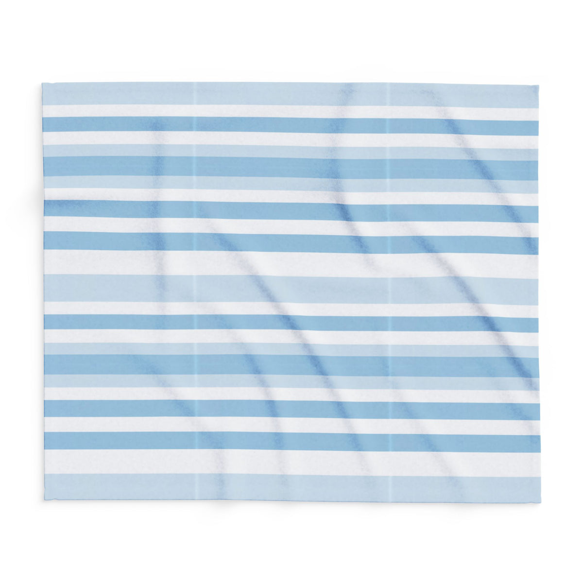 Blue and white striped outdoor fleece blanket — 315 gsm polyester fleece, soft on both sides