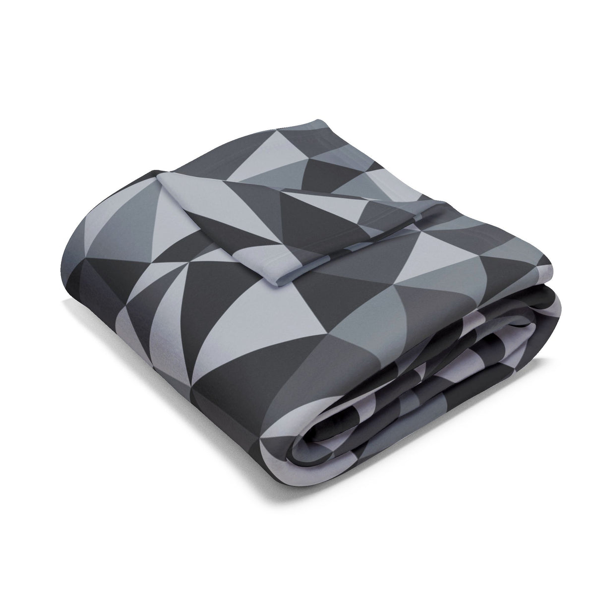 Charcoal facet outdoor fleece blanket — 315 gsm polyester fleece, soft on both sides