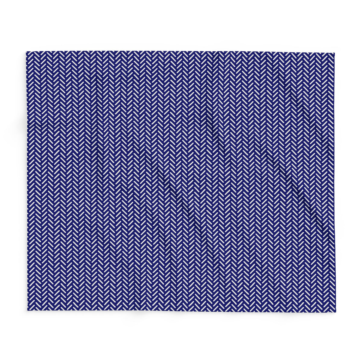 Navy and white herringbone outdoor fleece blanket — 315 gsm polyester fleece, soft on both sides