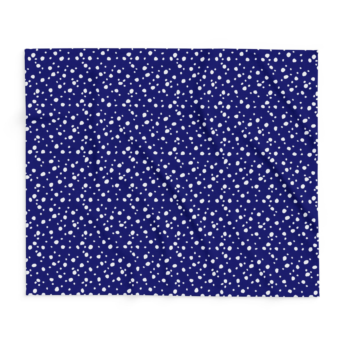 Navy and white painted dot outdoor fleece blanket — 315 gsm polyester fleece, soft on both sides