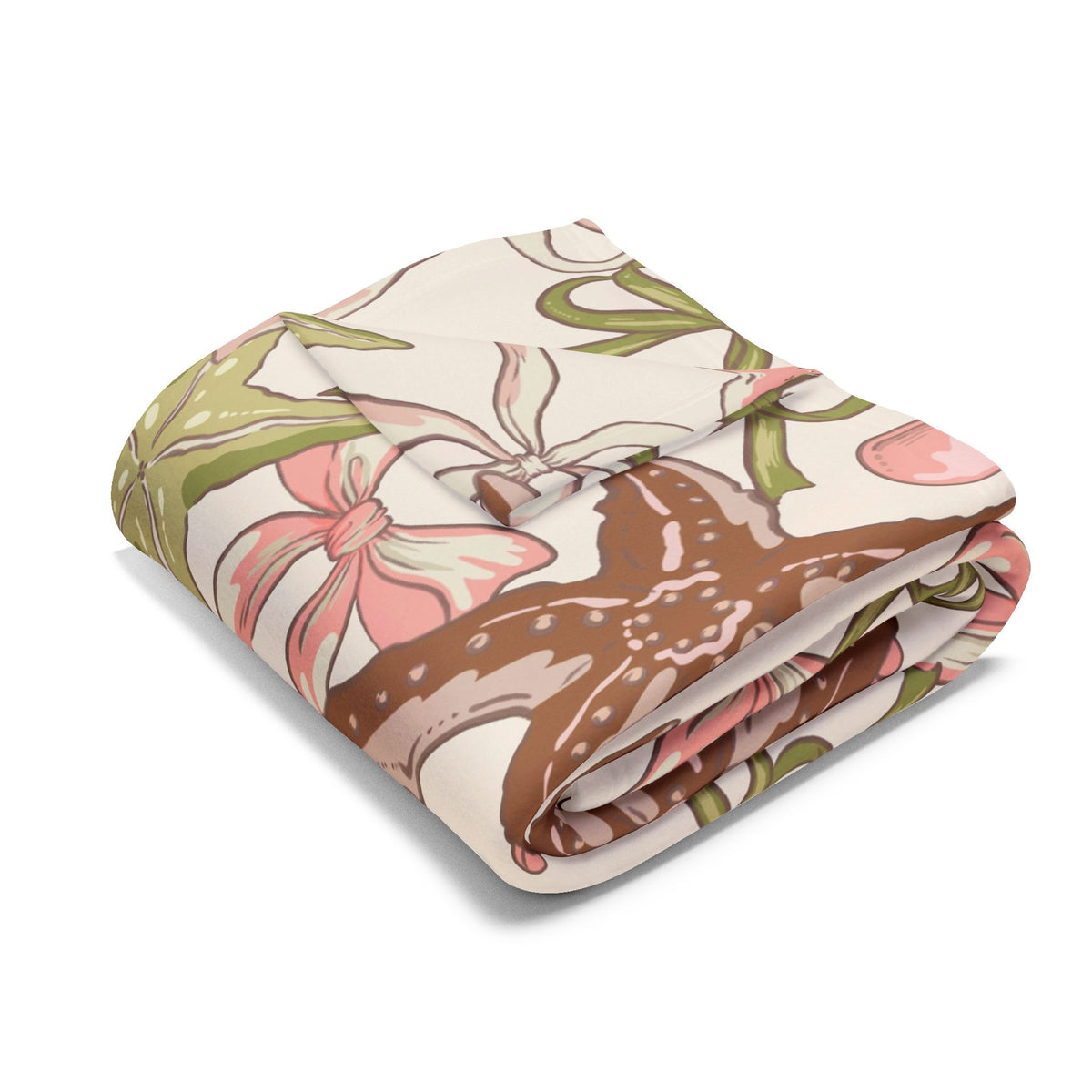 Sage starfish and bow outdoor fleece blanket — 315 gsm polyester fleece, soft on both sides