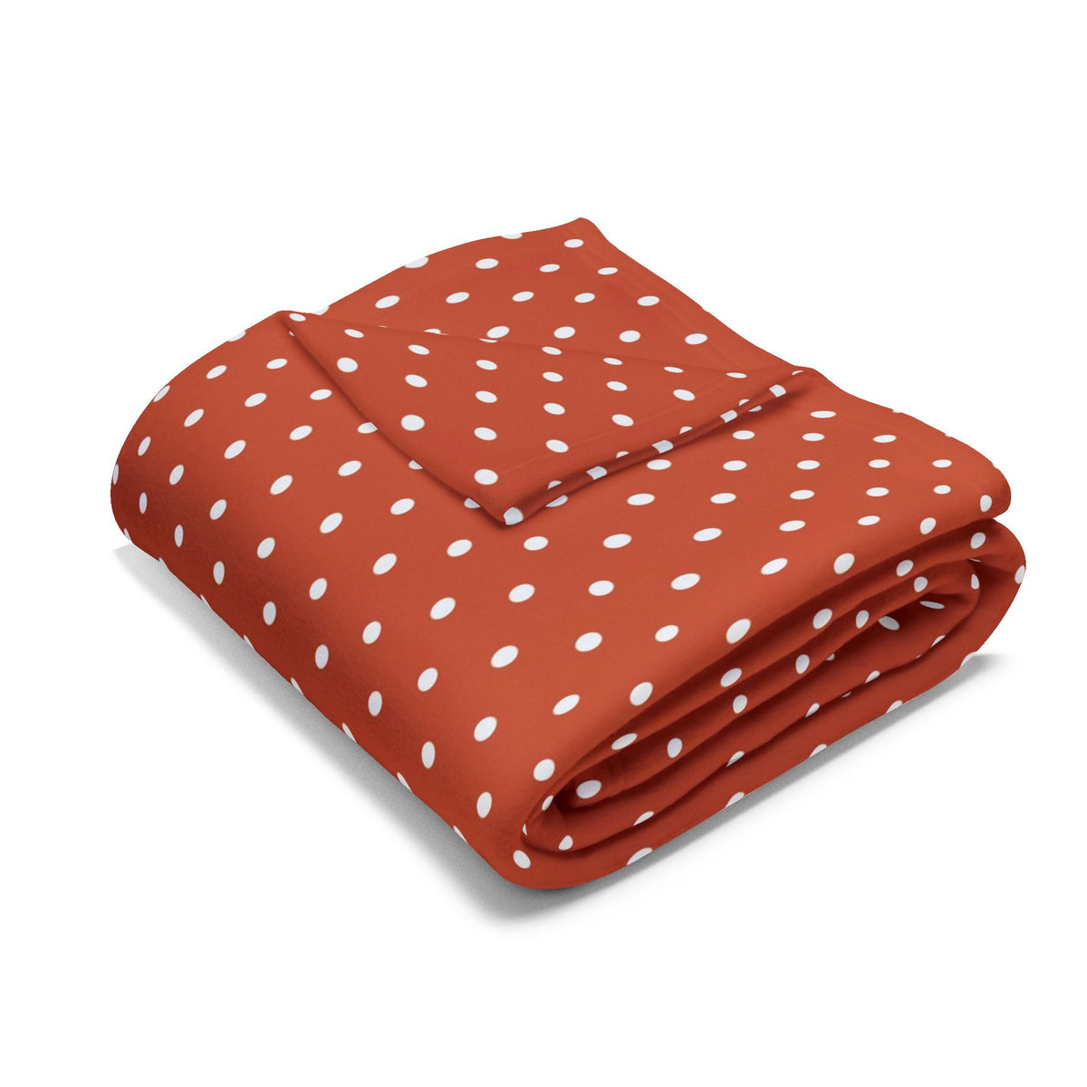 Terracotta pin dot outdoor fleece blanket — 315 gsm polyester fleece, soft on both sides
