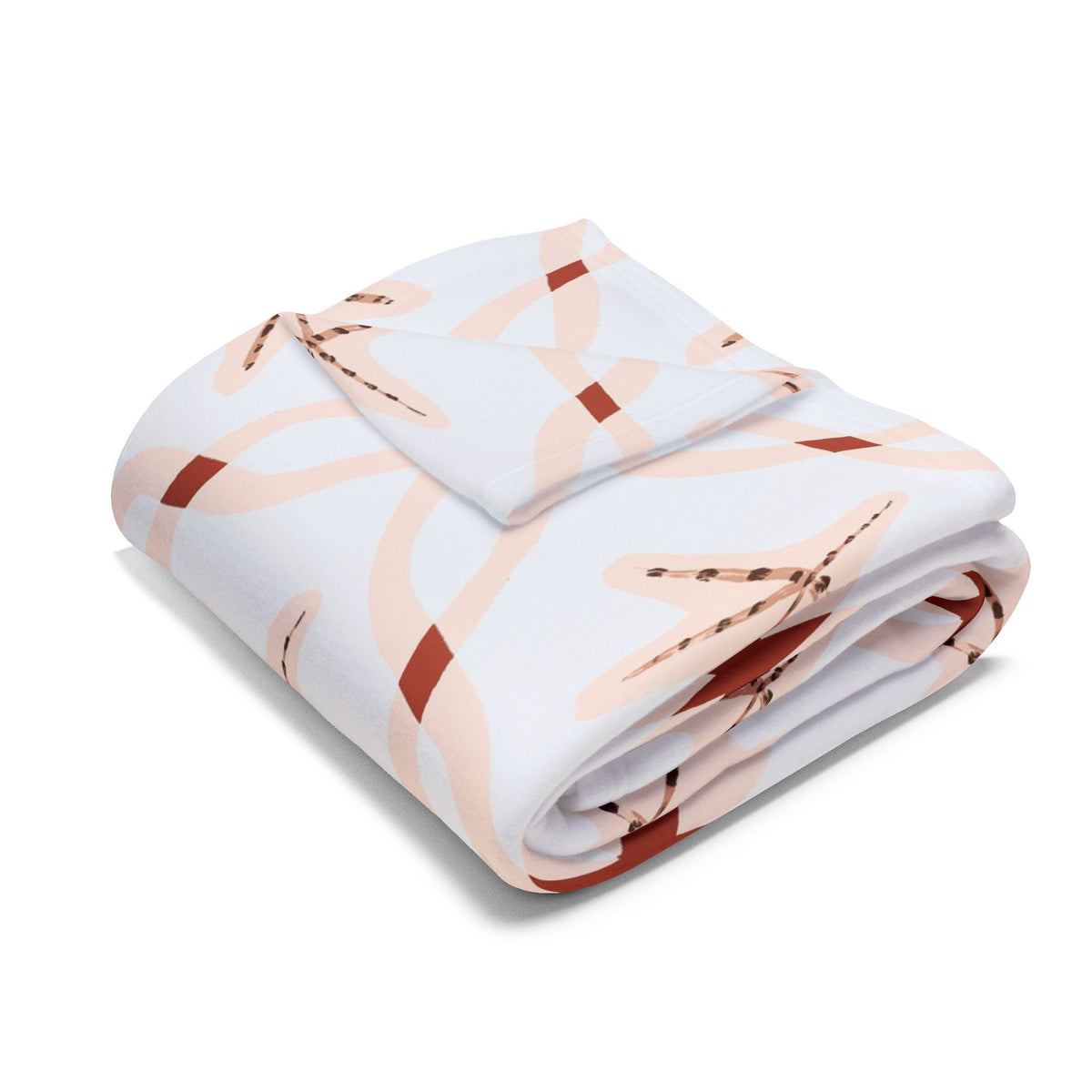 Terracotta starfish lattice outdoor fleece blanket — 315 gsm polyester fleece, soft on both sides