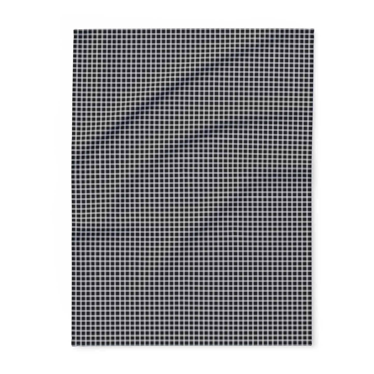 Black and white checkered outdoor fleece blanket — 315 gsm polyester fleece, soft on both sides