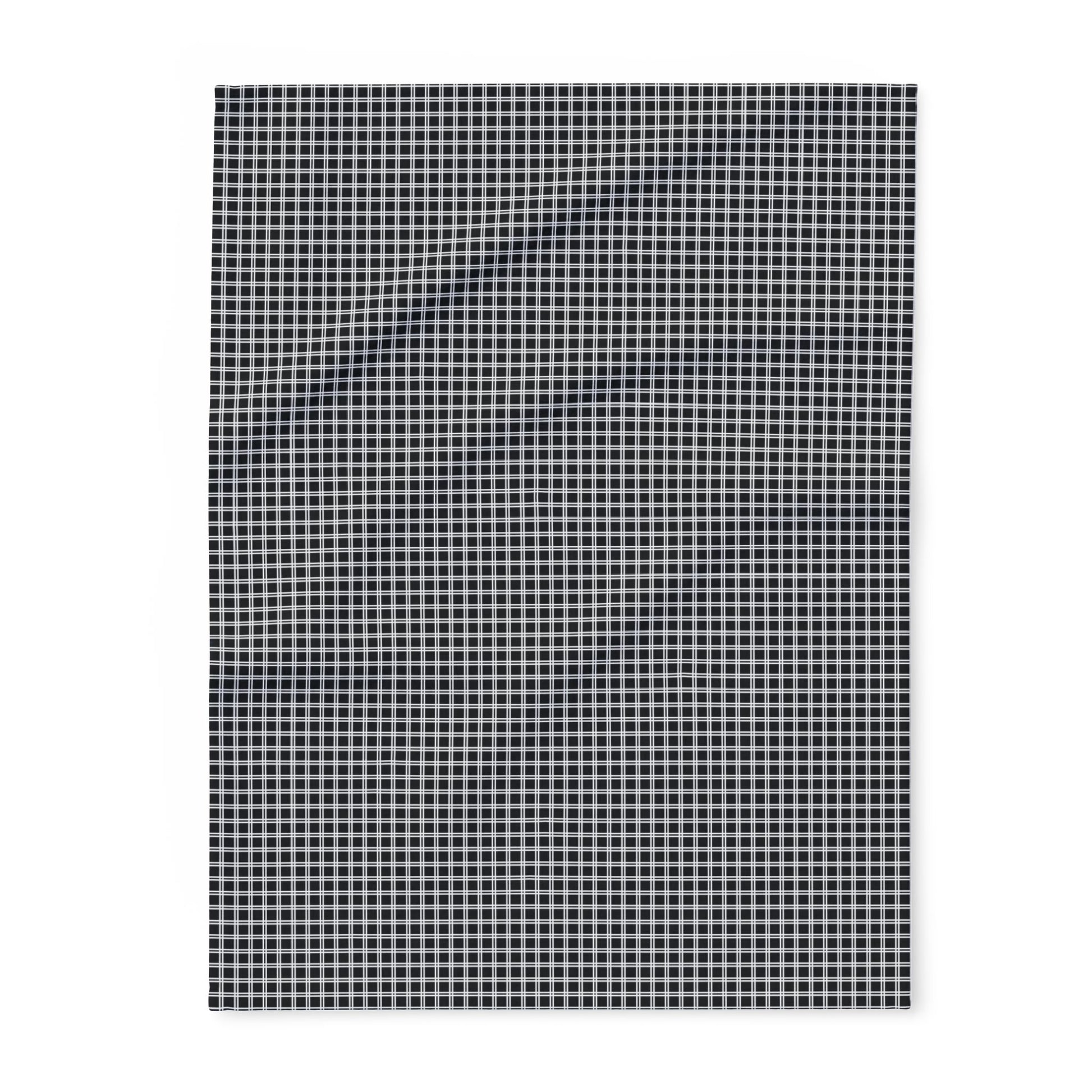 Black and white checkered outdoor fleece blanket — 315 gsm polyester fleece, soft on both sides