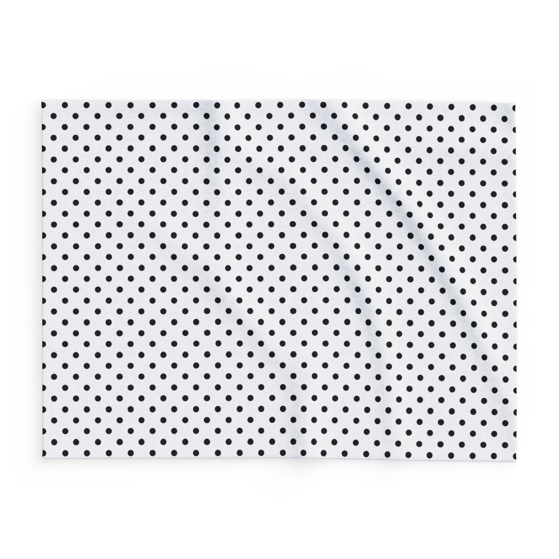 Black and white polka dot outdoor fleece blanket — 315 gsm polyester fleece, soft on both sides