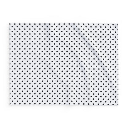 Black and white polka dot outdoor fleece blanket — 315 gsm polyester fleece, soft on both sides