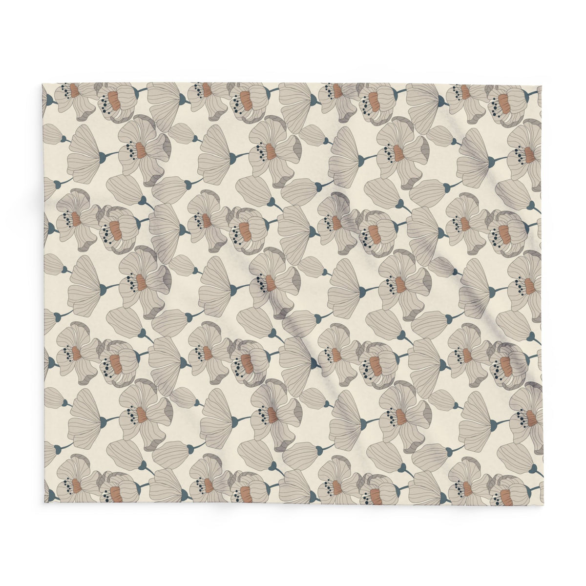 Taupe poppy outdoor fleece blanket — 315 gsm polyester fleece, soft on both sides