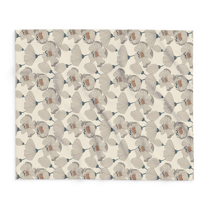 Taupe poppy outdoor fleece blanket — 315 gsm polyester fleece, soft on both sides