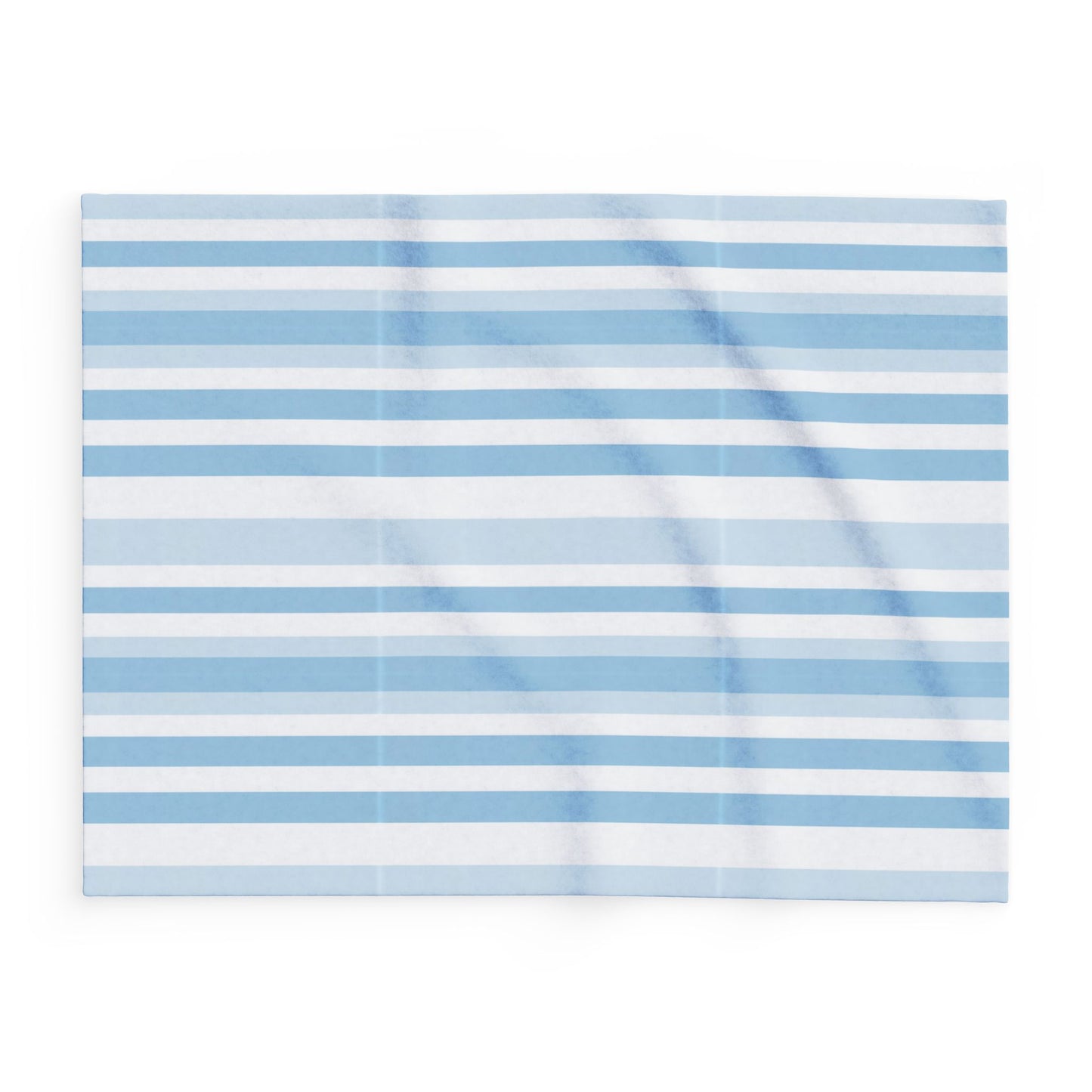 Blue and white striped outdoor fleece blanket — 315 gsm polyester fleece, soft on both sides