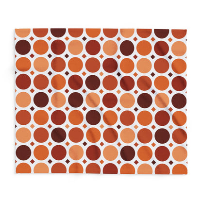 Terracotta dot grid outdoor fleece blanket — 315 gsm polyester fleece, soft on both sides