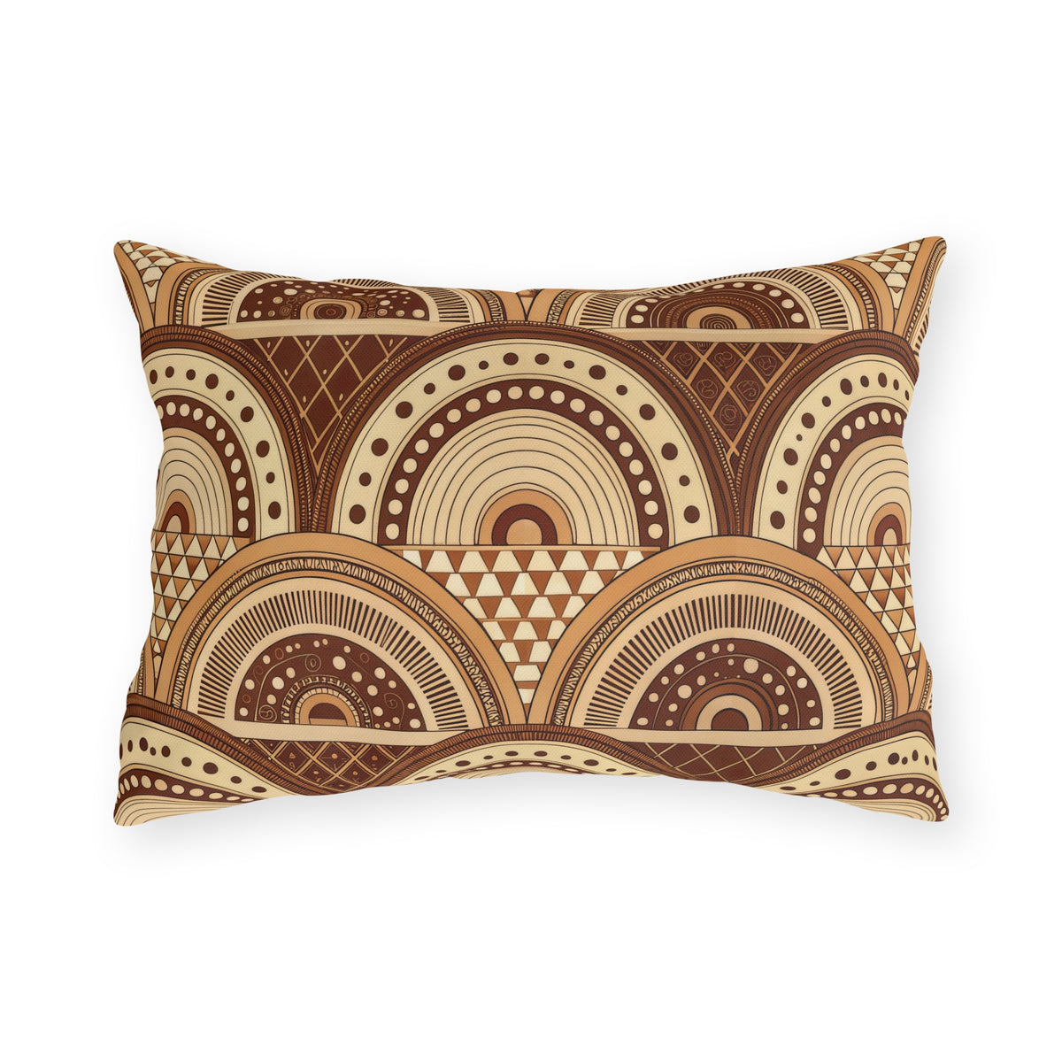 Clay boho arch lumbar outdoor pillow — spun polyester, UV and water resistant