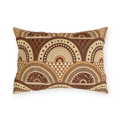Clay boho arch lumbar outdoor pillow — spun polyester, UV and water resistant
