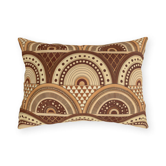 Clay boho arch lumbar outdoor pillow — spun polyester, UV and water resistant