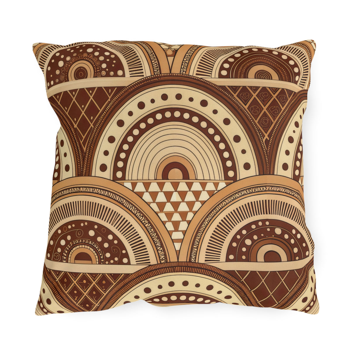 Clay boho arch outdoor pillow — spun polyester, UV and water resistant