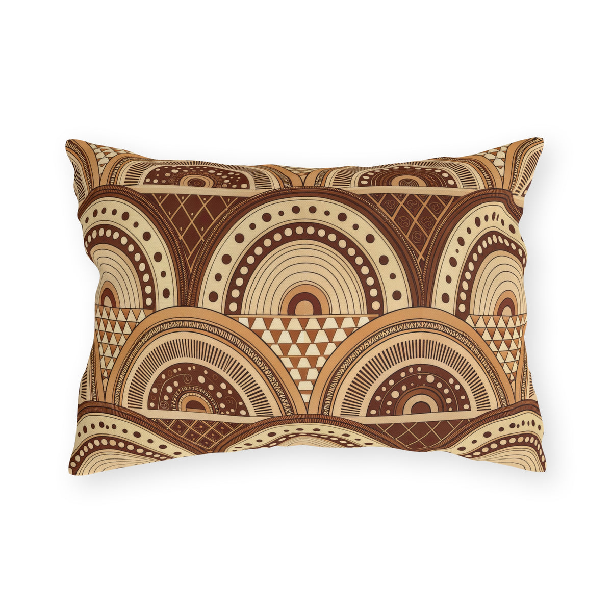 Clay boho arch lumbar outdoor pillow — spun polyester, UV and water resistant