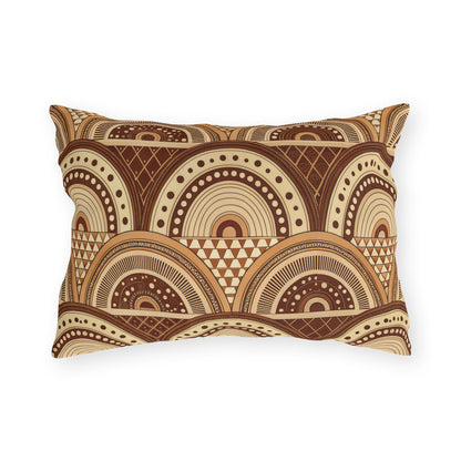 Clay boho arch lumbar outdoor pillow — spun polyester, UV and water resistant