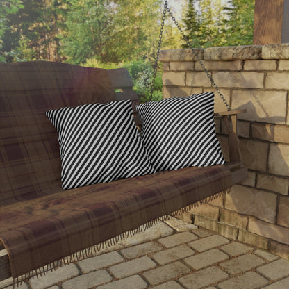 Black & White Striped Outdoor Pillow