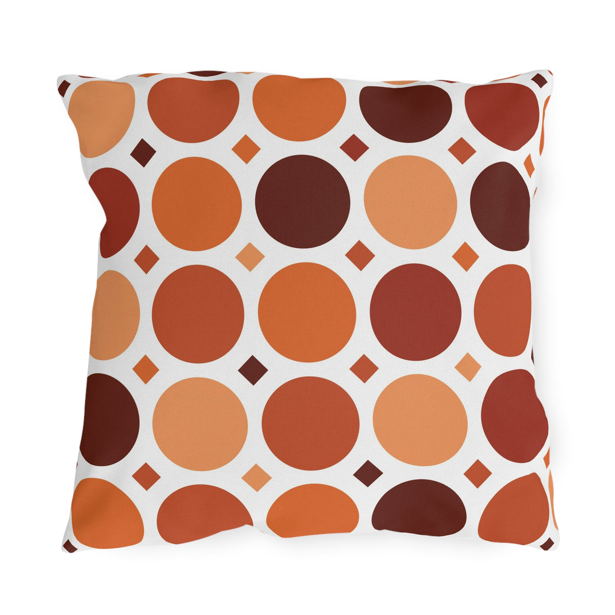 Terracotta dot grid outdoor pillow — spun polyester, UV and water resistant