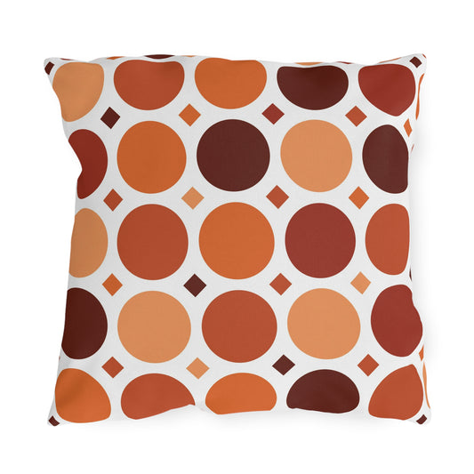 Terracotta dot grid outdoor pillow — spun polyester, UV and water resistant