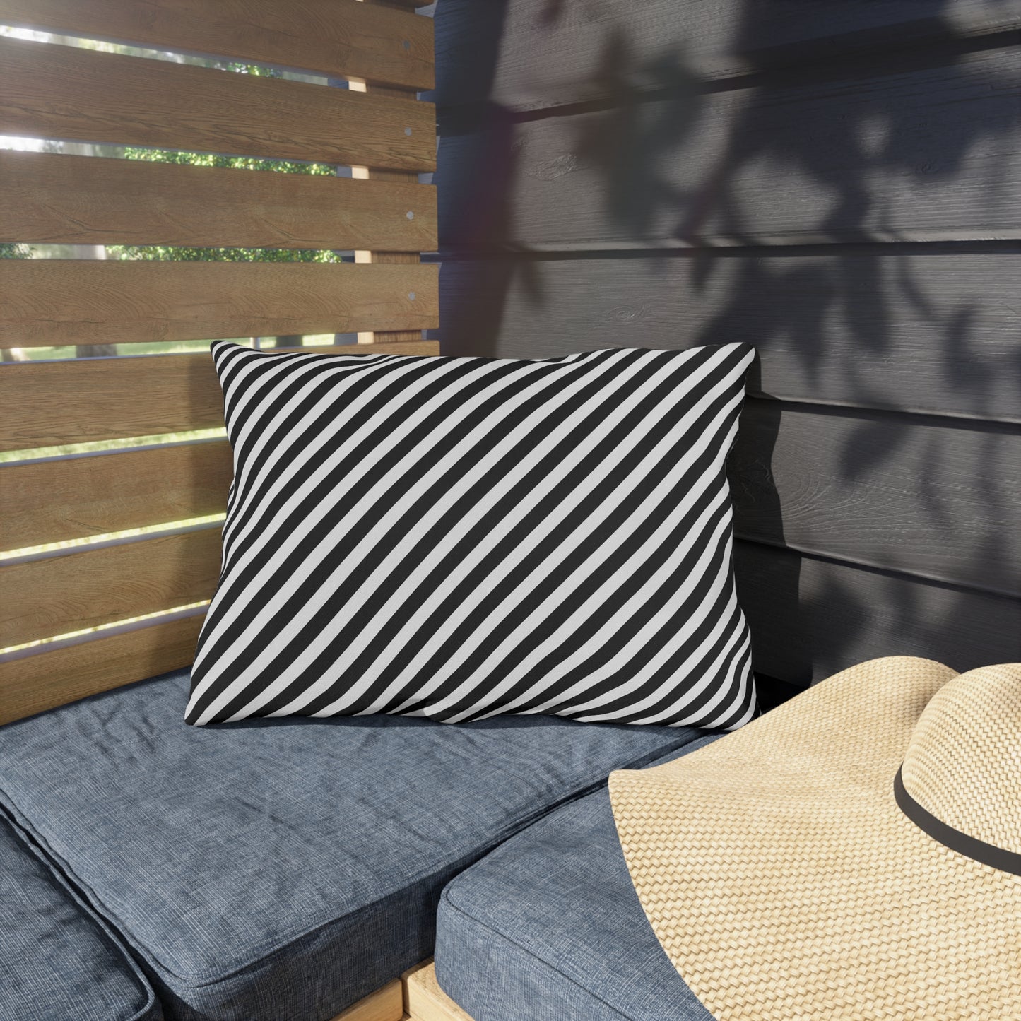 Black & White Striped Outdoor Pillow