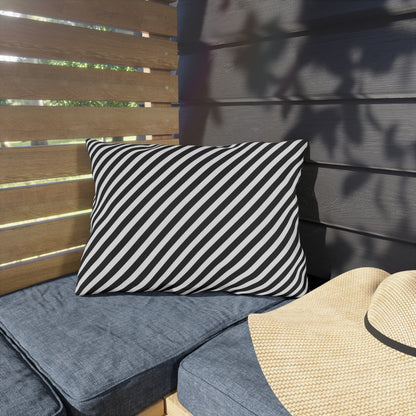 Black & White Striped Outdoor Pillow