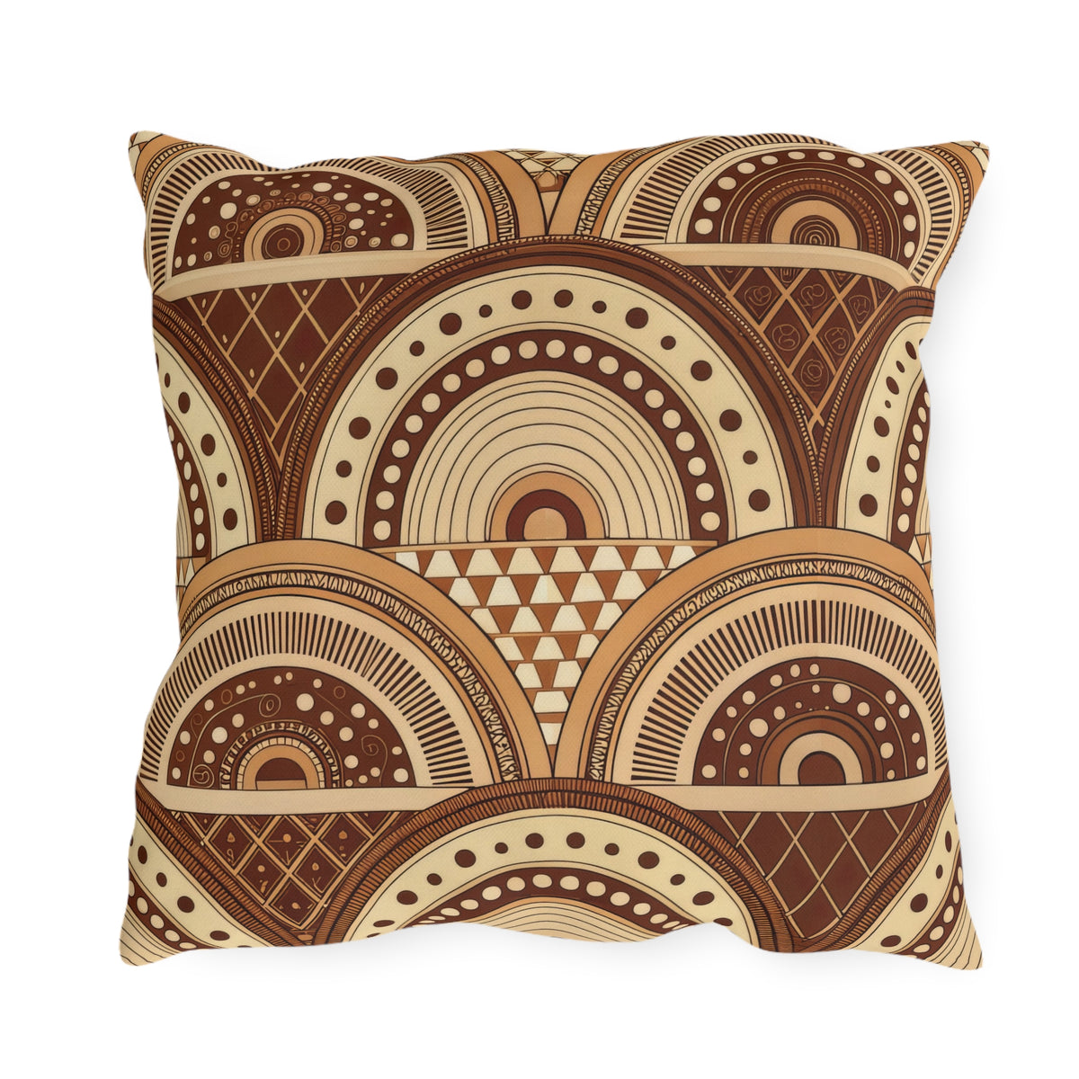 Clay boho arch outdoor pillow — spun polyester, UV and water resistant