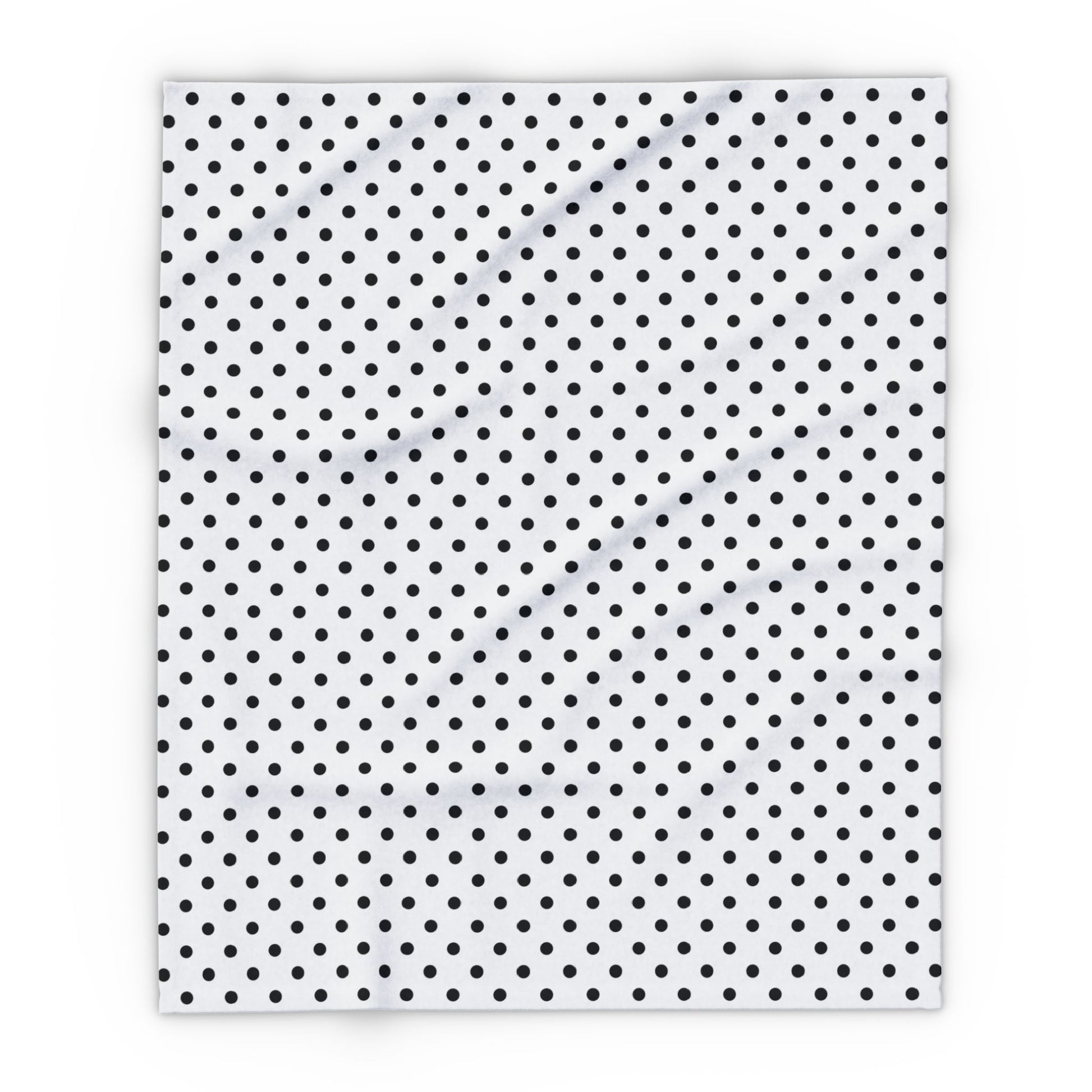Black and white polka dot outdoor fleece blanket — 315 gsm polyester fleece, soft on both sides