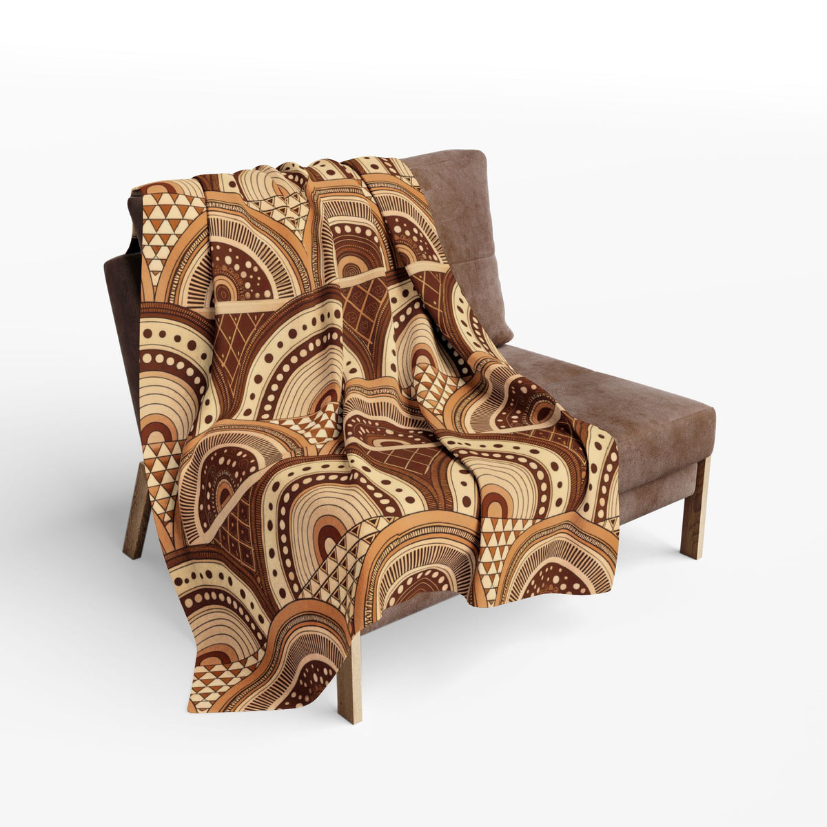 Clay boho arch outdoor fleece blanket — 315 gsm polyester fleece, soft on both sides