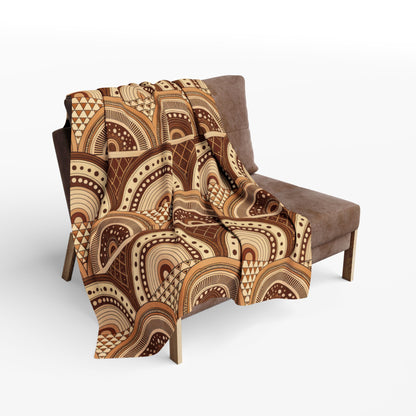 Clay boho arch outdoor fleece blanket — 315 gsm polyester fleece, soft on both sides