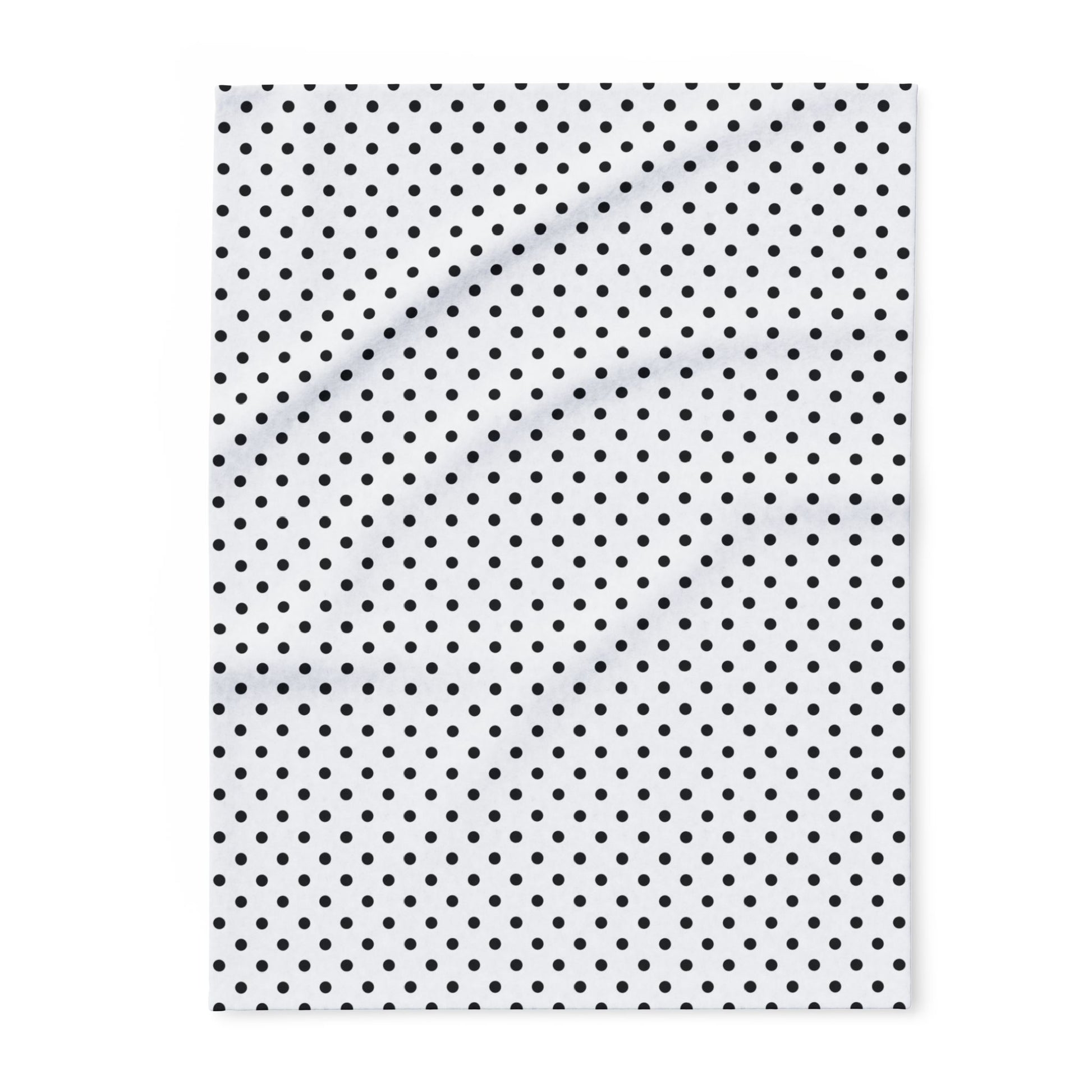 Black and white polka dot outdoor fleece blanket — 315 gsm polyester fleece, soft on both sides