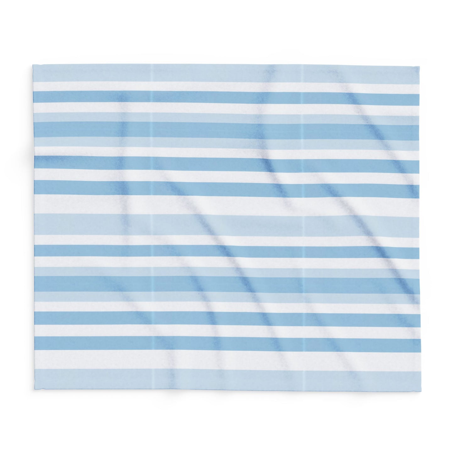 Blue and white striped outdoor fleece blanket — 315 gsm polyester fleece, soft on both sides