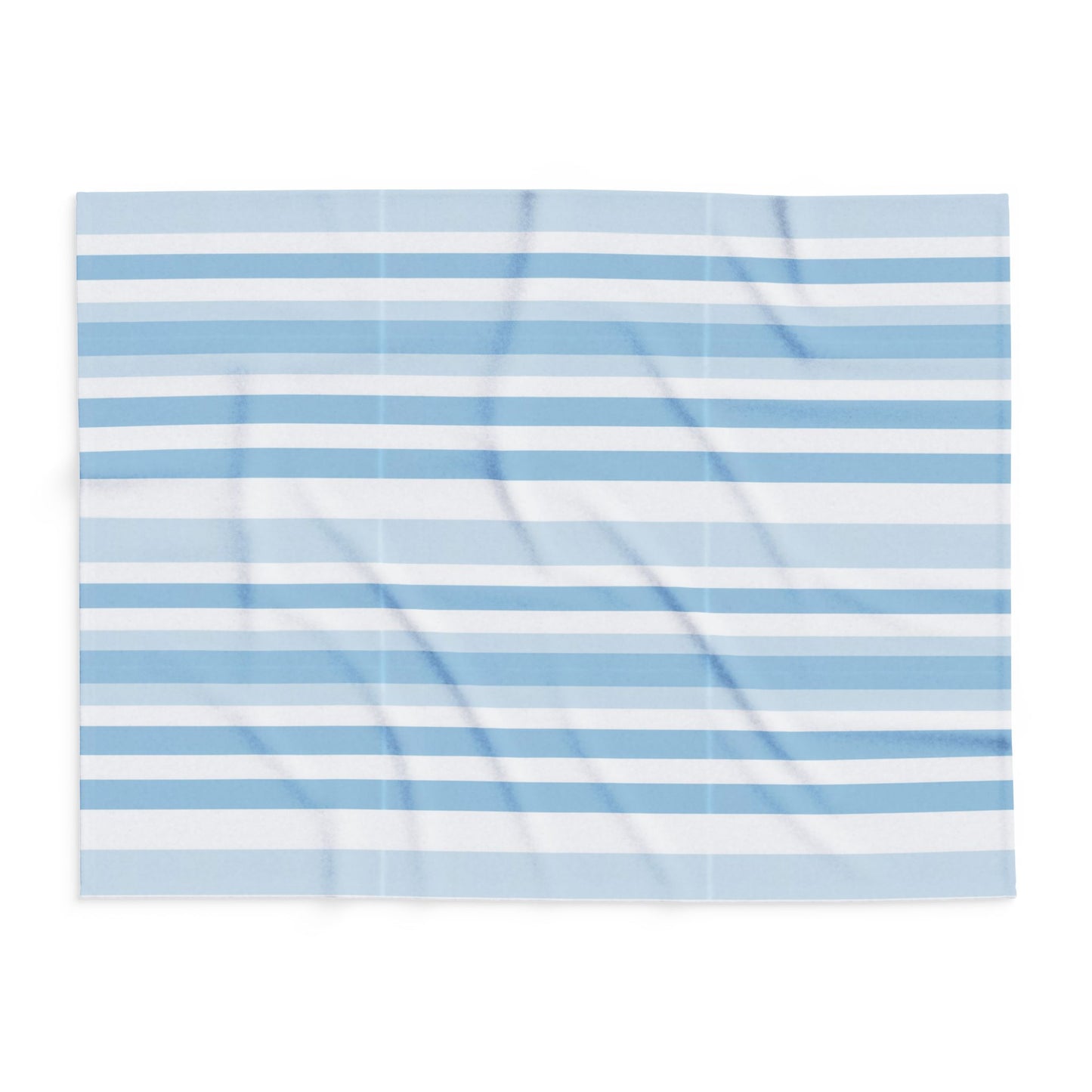 Blue and white striped outdoor fleece blanket — 315 gsm polyester fleece, soft on both sides
