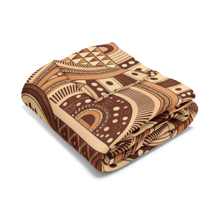 Clay boho arch outdoor fleece blanket — 315 gsm polyester fleece, soft on both sides