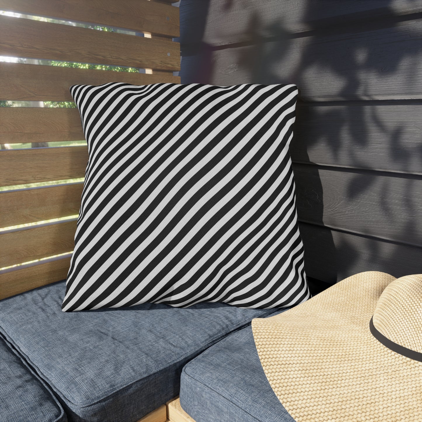 Black & White Striped Outdoor Pillow