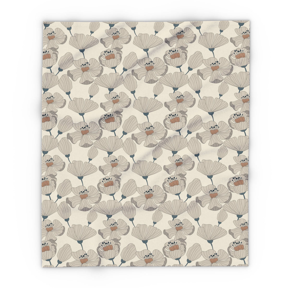 Taupe poppy outdoor fleece blanket — 315 gsm polyester fleece, soft on both sides