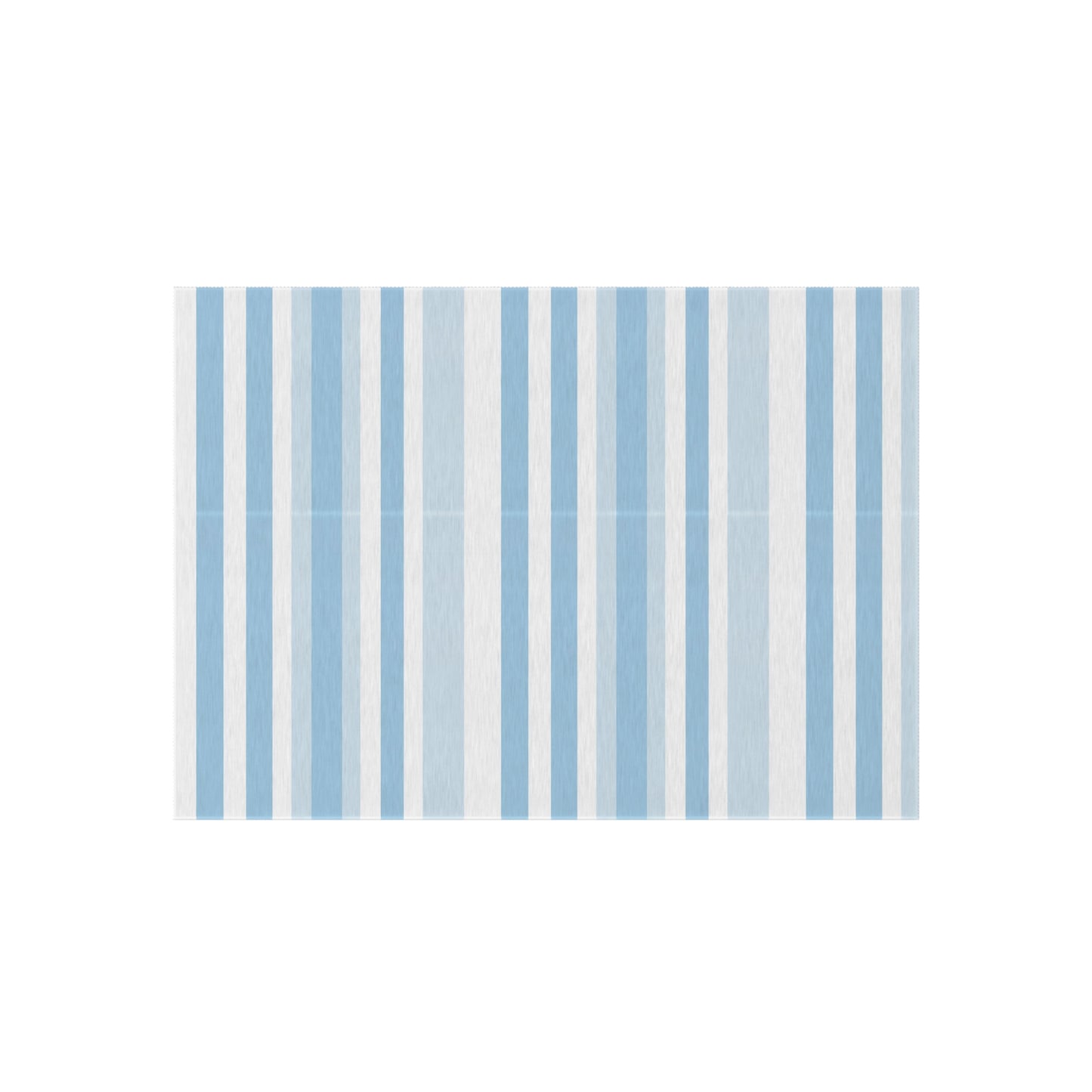 Blue and white striped outdoor rug — soft polyester chenille with a non-slip backing