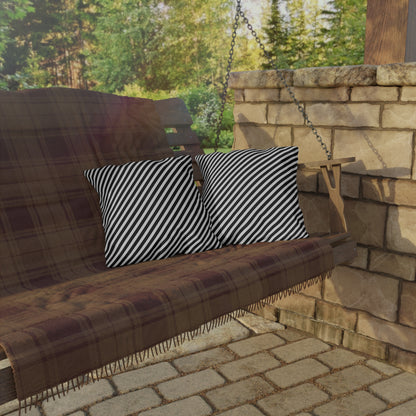 Black & White Striped Outdoor Pillow