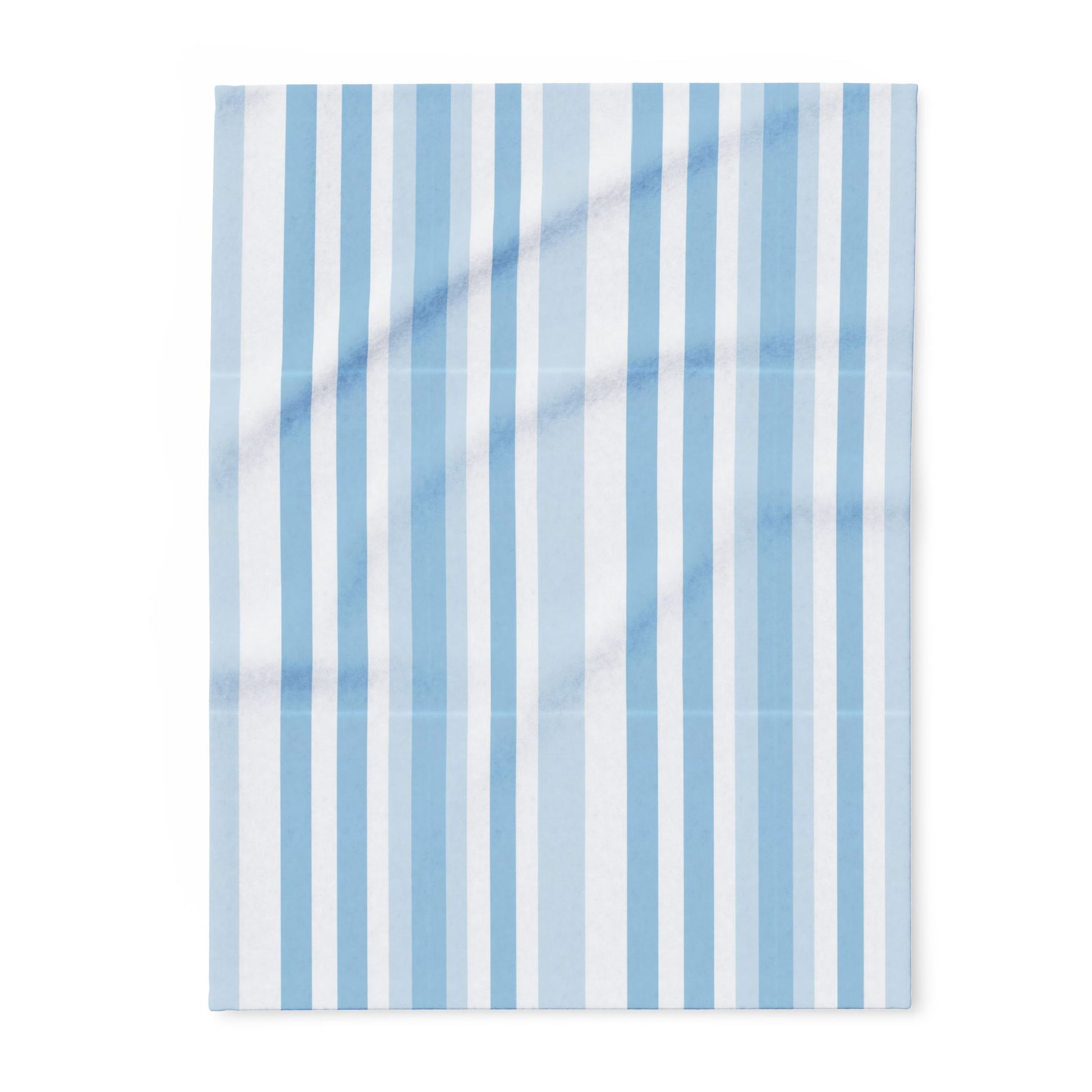 Blue and white striped outdoor fleece blanket — 315 gsm polyester fleece, soft on both sides