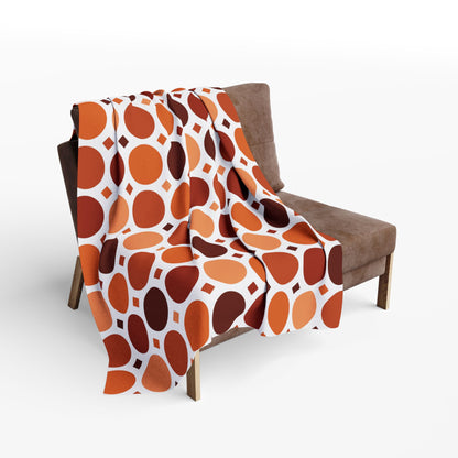 Terracotta dot grid outdoor fleece blanket — 315 gsm polyester fleece, soft on both sides