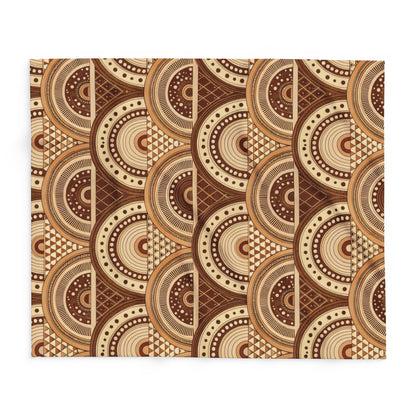 Clay boho arch outdoor fleece blanket — 315 gsm polyester fleece, soft on both sides