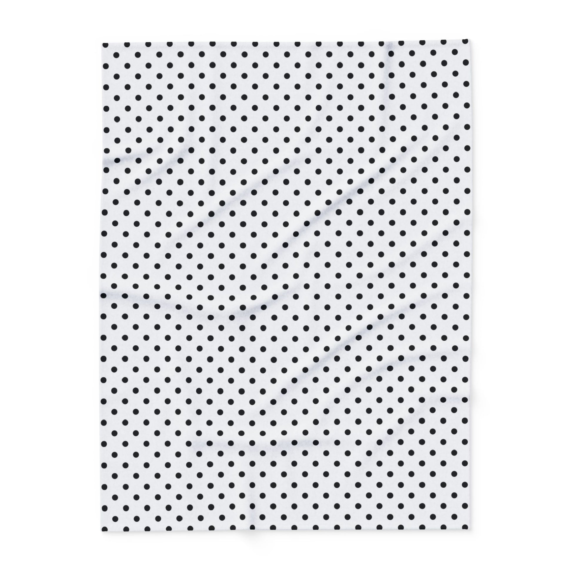 Black and white polka dot outdoor fleece blanket — 315 gsm polyester fleece, soft on both sides