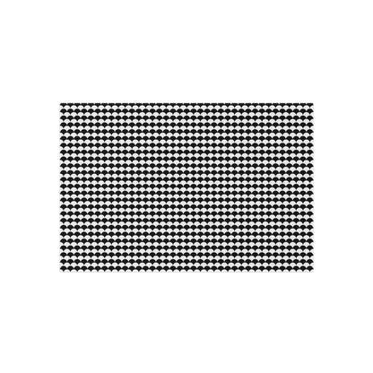 Black and white scallop outdoor rug — soft polyester chenille with a non-slip backing