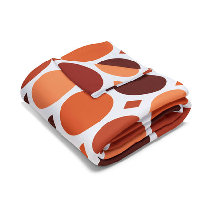 Terracotta dot grid outdoor fleece blanket — 315 gsm polyester fleece, soft on both sides