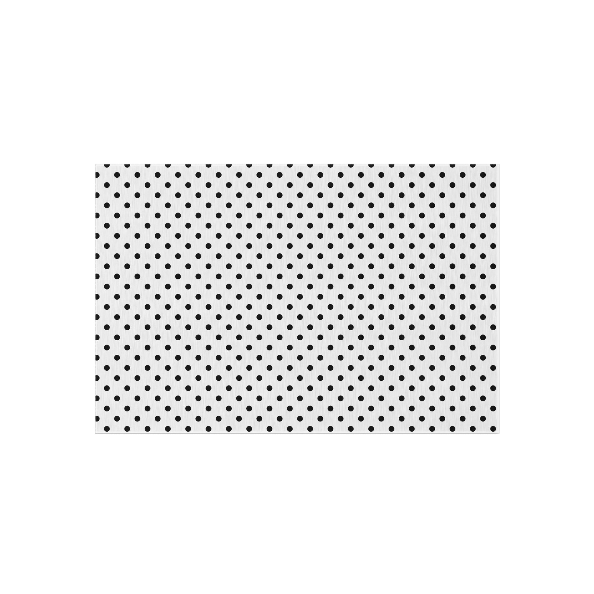Black and white polka dot outdoor rug — soft polyester chenille with a non-slip backing