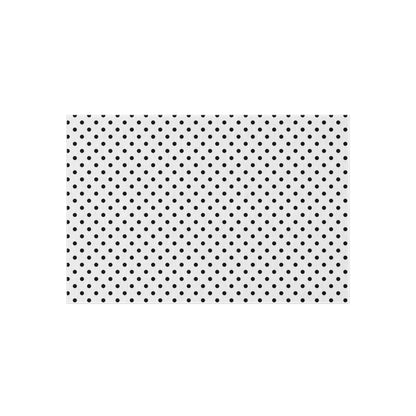 Black and white polka dot outdoor rug — soft polyester chenille with a non-slip backing