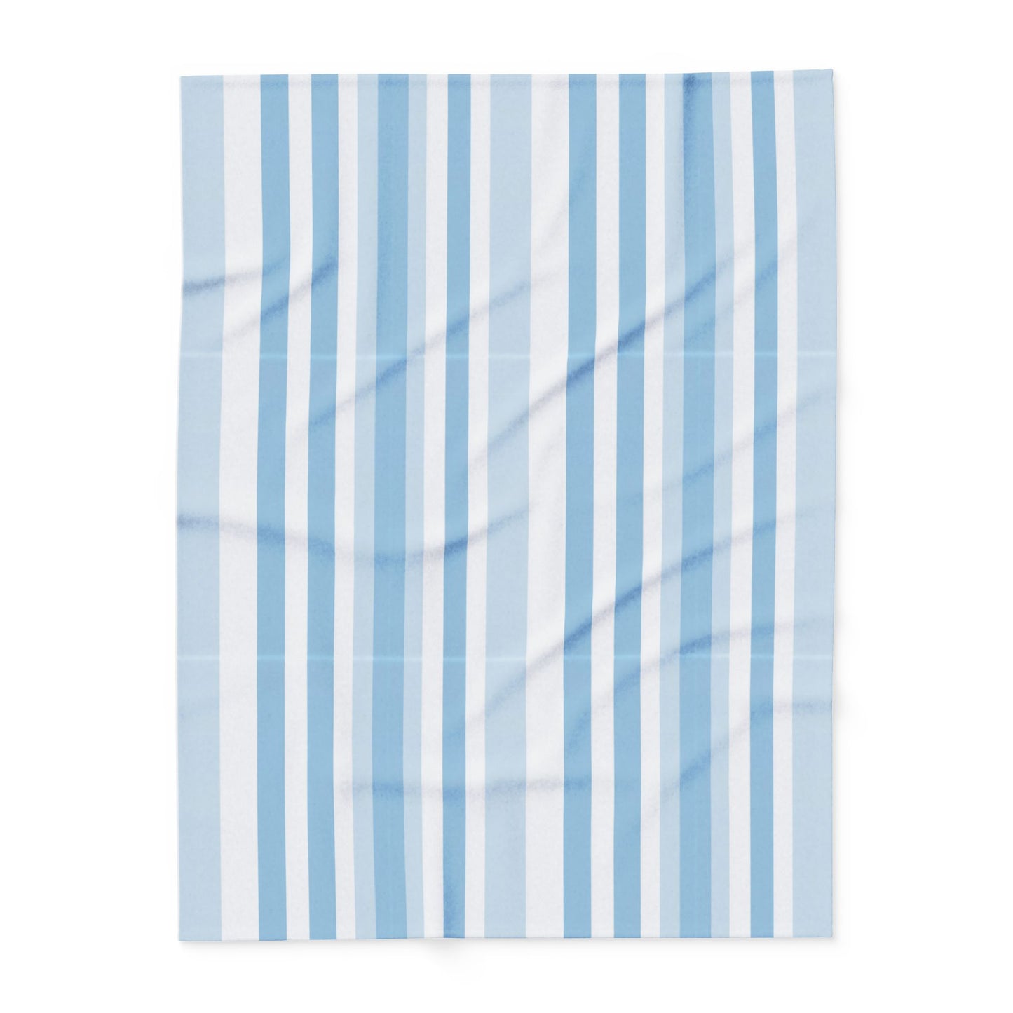 Blue and white striped outdoor fleece blanket — 315 gsm polyester fleece, soft on both sides