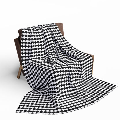 Black and white scallop outdoor pillow — spun polyester, UV and water resistant